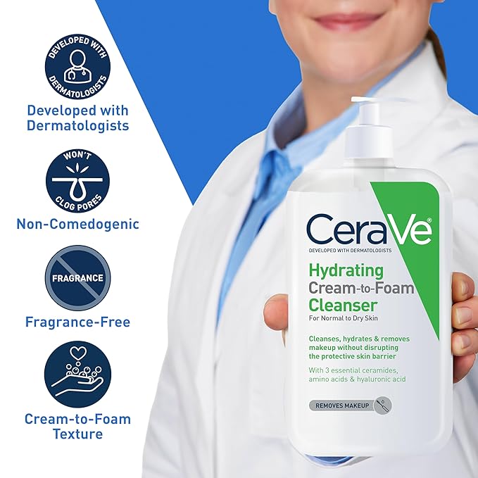 CeraVe Crema hidratante para limpiar espuma, removedor de maquillaje